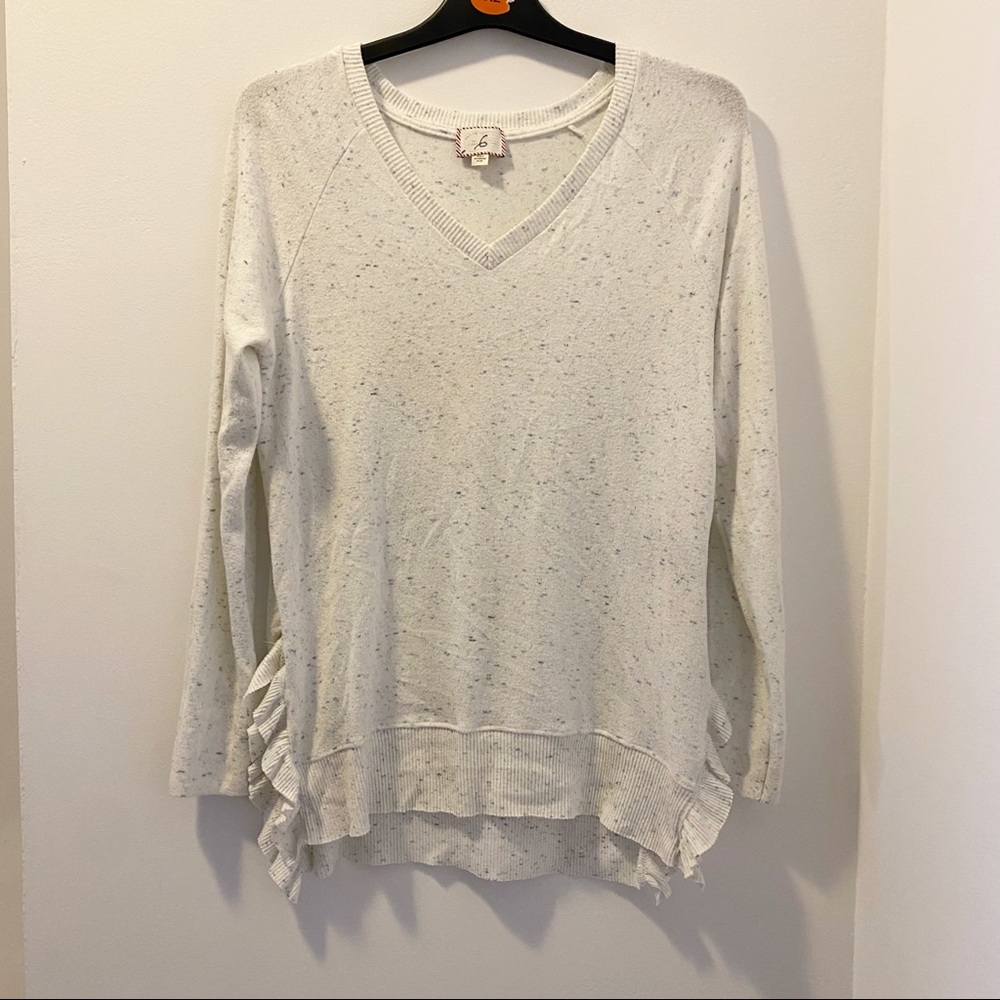 Anthropologie Postmark Side Split Ruffle Sweater - image 1